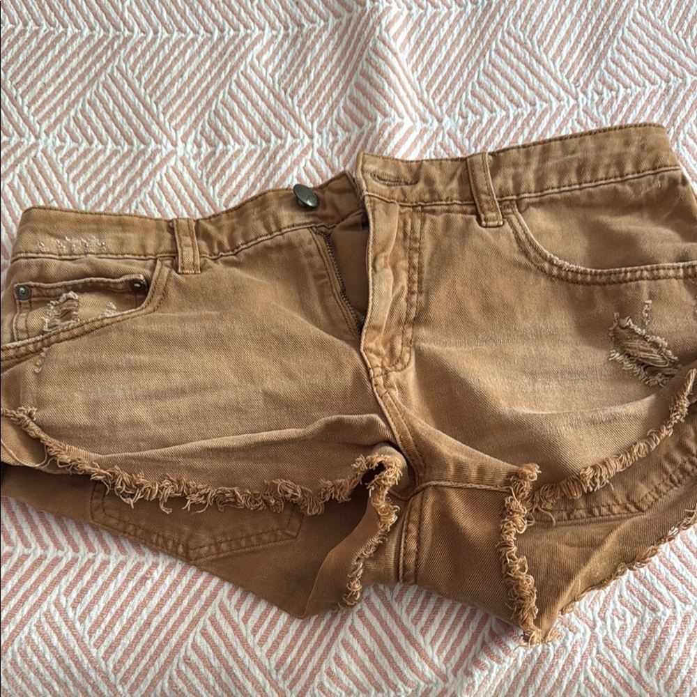 Free People Tan Frayed Women's Shorts